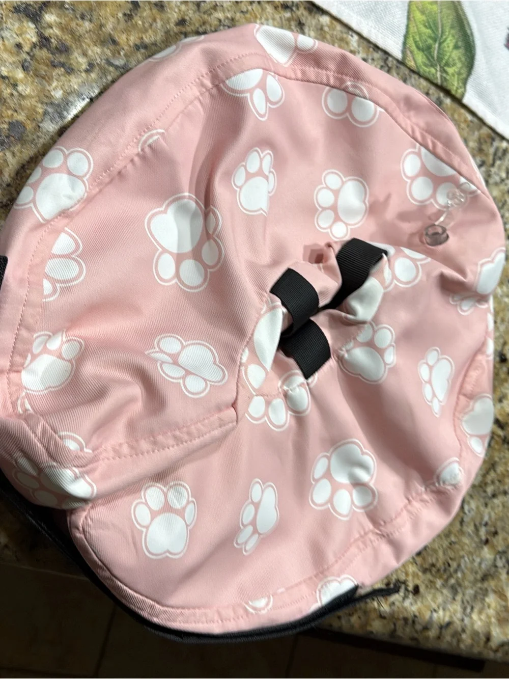Pink Paw-Print Inflatable Dog Cone